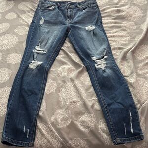 Fashion Nova Ripped Blue Skinny Jeans